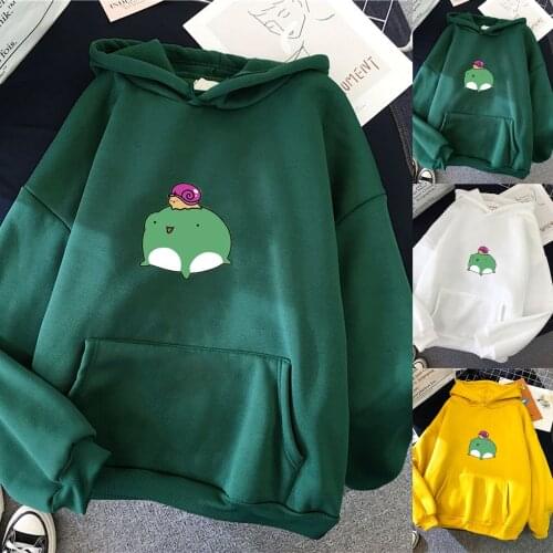 Man Woman Pullover Sweatshirt Funny Graffiti Print Sad Frog Hoodies Fashion MenS WomenS Hip Hop Yellow White Green Hoode