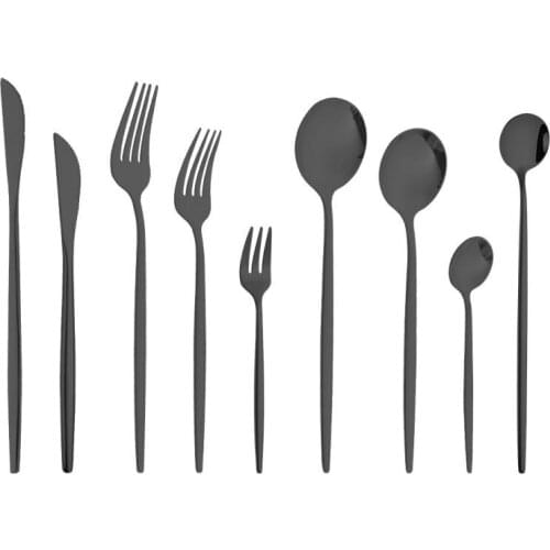 9pcs Mult-color Cutlery Set Knife Fork Spoon Dinner Set Kitchen Silverware Flatware Tableware Set Stainless Steel Dinnerware Set