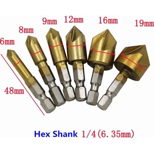 6PCS Titanium HSS Drill Bit Set Hole Cutter Woodworking Tool Metal Plastic Kit Ferramentas 6-19mm