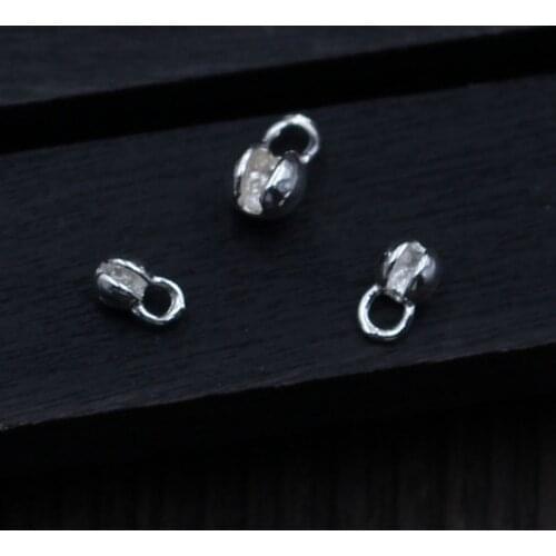 5pcs/lot 100% 925 Sterling Silver Crimp Beads End Caps Fit 3mm 3.5mm 4.5mm Leather Cords Clasp Connectors DIY Jewelry Making