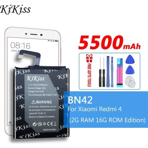 Original KiKiss Cell Phone Batteria For Xiao Mi Replacement Battery BN42 For Xiaomi Redmi Hongmi 4 Redmi4 BN 42 BN-42 Batteries