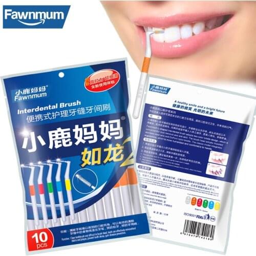 Fawnmum Orthodontic Brush 10 Pcs/set Oral Hygiene Dentist Materials Interdental Brushes for Braces Teeth Cleaning Dental Floss