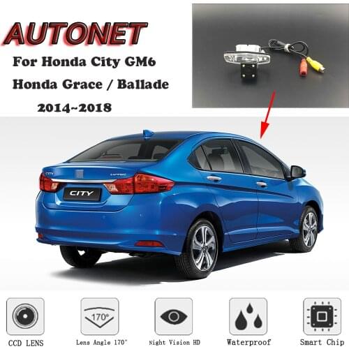 AUTONET HD Night Vision Backup Rear View camera For Honda City GM6 For Honda Grace Ballade 2014~2018 CCD/license plate camera