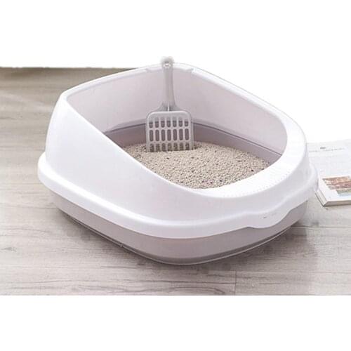 Semi-Enclosed Pet Toilet Bedpan Anti Splash Cats Litter Box Cat Dog Tray with Scoop Kitten Dog Clean Toilette Home Pets Supplies