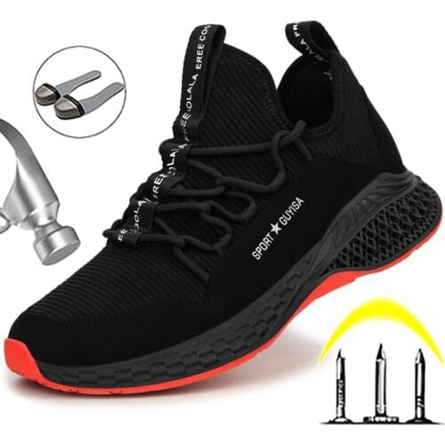 Work Safety Boots Men Shoes Sneakers Breathable Anti-Smashing Lightweight Work Boots Indestructible Sneakers With Steel Toe Cap
