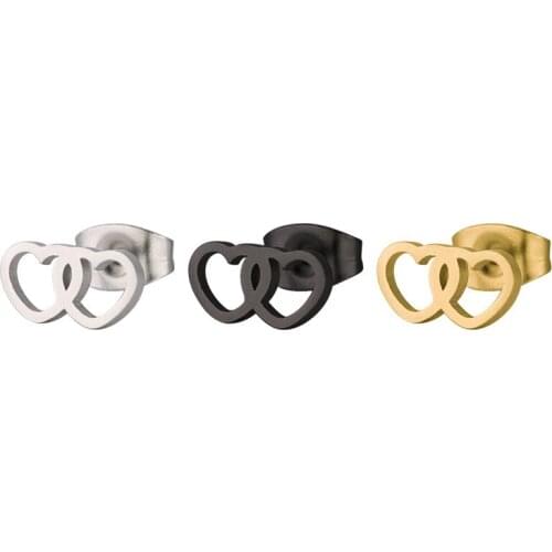 10Pcs Latest Fashion stainless steel dual love earrings simple temperament lovely ear accessories anti-allergic