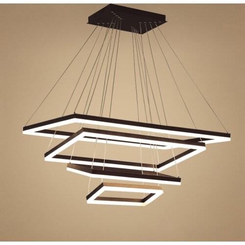 Modern LED Square Chandeliers Living Room Bedroom Dining Room Pendant Lights Aluminum Lustre Chandeliers Lighting Fixtures avize