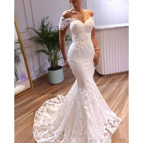 Angelsbridep Off-Shoulder Mermaid Wedding Dresses Vestidos De Novia Sweetheart Appliques Tulle Formal Bridal Gowns Suknia Slubna
