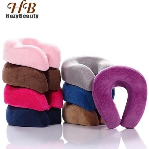 Memory Foam U Shaped Neck Pillow Health Care Pillow Travel Pillows Neck Support for Airplane Flight Office 100% Cotton/Velvet