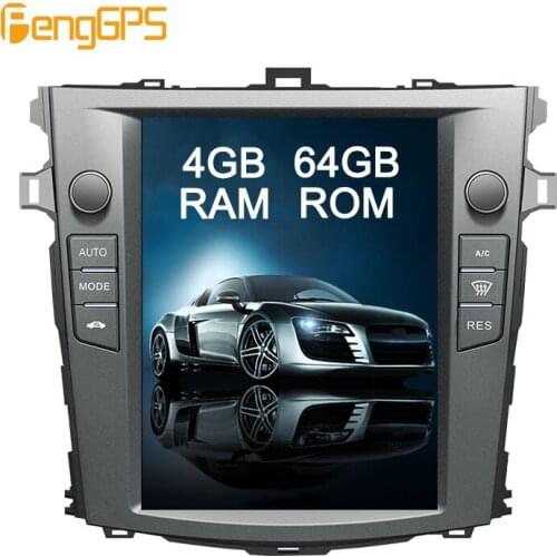 Tesla Vertical Touchscreen for Toyota Corolla 2007-2012 Audio Player In-dash Carplay USB GPS Navigation Unit 4G+64G Android 9.0
