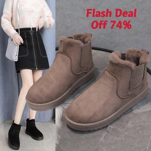 Winter Plush Short Boots Women 2021 Thick Velvet Warmth Snow Boots Ladies Slip On Fashion Cotton Shoes Plus Size Female Footwear
