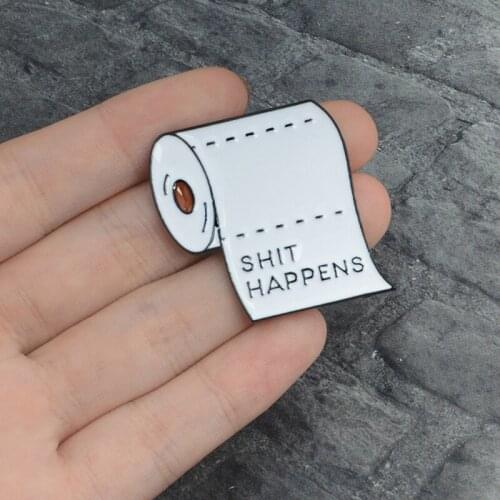 1Pcs Cute Bathroom Roll Paper Corsage Enamel Brooch Pin Badge Shirt Lapel Collar Pin