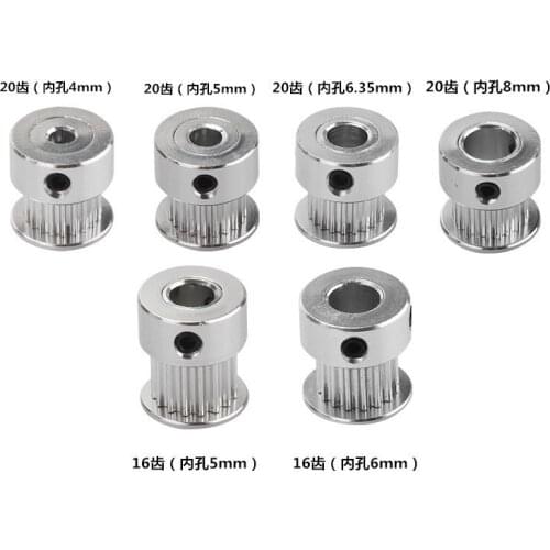 10Pcs 3D Printers Parts GT2 Timing Pulley 16/20 Tooth Aluminum Synchronous Wheels Gear Part Equipment Hardware Accessories