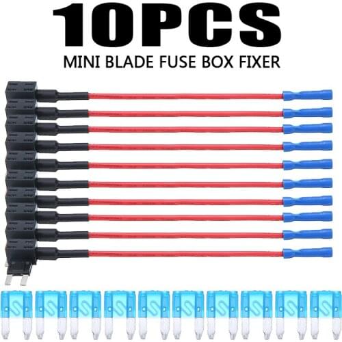 10pcs Add Circuit Mini Blade Fuse Box Holder 12V Universal Car Fuse Box Holder with 10pcs 15A AMP Blade Fuses