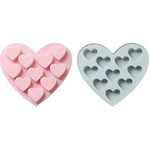 10 Cells Heart Love Style Chocolate Mould Silicone Material Ice Tray Candy Cake Baking Molds Kitchen Tools