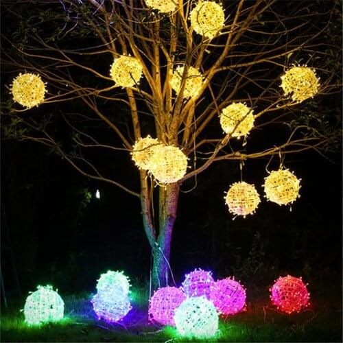 20cm 30cm Led Takraw Lamp Outdoor Waterproof Hanging Tree Christmas Decoration for Home Wedding Garden Decor Garland Fairy Light