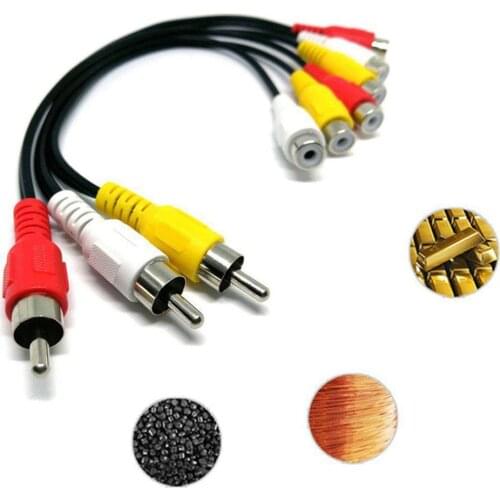 3 RCA Male To 6 RCA Female Plug Splitter 3RCA Adapter split Audio AV cable male Cable to female 2 Adapter RCA DVD Cable TV V2K6