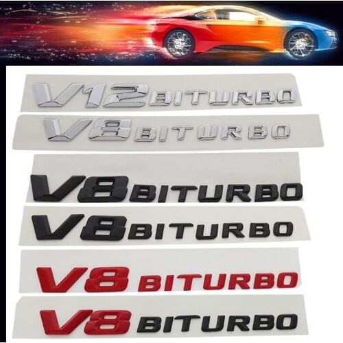 3D Premium V12 V8 BITURBO car Fender trunk Tail Rear Emblem Badge Sticker for W212 W213 E63s W205 C63s X253 W166 C292 GLE63s