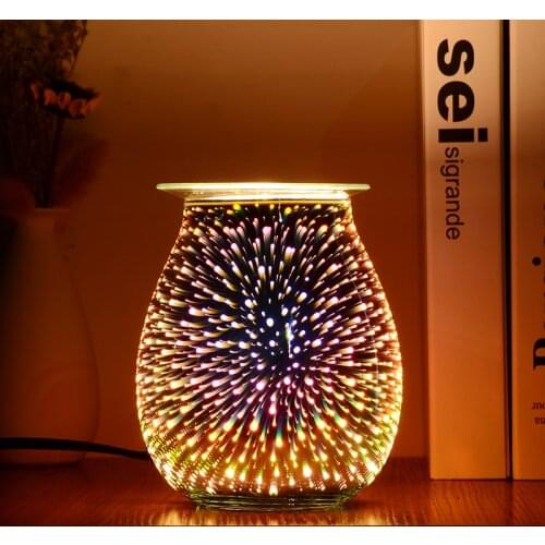 3D Light Incense Diffuser Electric Glass Aroma Wax Melt Burner Firework Lamp Aromatherapy Fragrance Warmer Decor Night Lamp