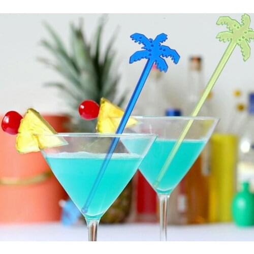 50pcs NEW Creative Coconut Tree Cocktail Swizzle Sticks Drink Stirrer Coffee Muddler Puddler Drink/wine Decor Bar Tools