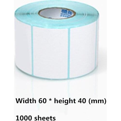 60 * 40mm * 1000 sheets / roll thermal printer product price bar code sticker label waterproof