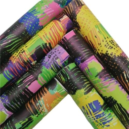 Abstract Pattern Printed Synthetic Leather Faux Fabric Sheets Felt Backing Vinyl For Earrings bag Bows DIY 21X29CM GM2321A