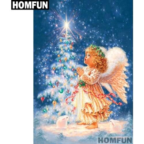 HOMFUN Full Square/Round Drill 5D DIY Diamond Painting "Angel Christmas" Embroidery Cross Stitch 5D Home Decor Gift A01294