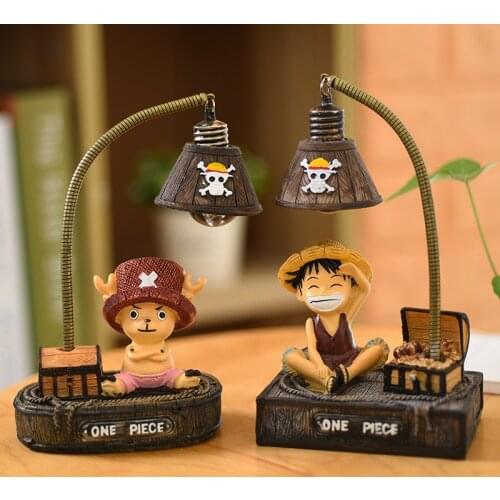 Anime Luffy Resin Pen Holders Night Light Collectible D Luffy Desk Pencil Holder Kids Figure Boy girl brithday Toy gif