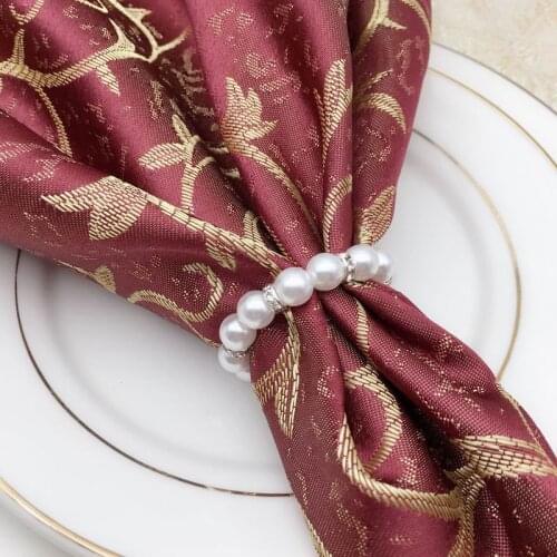 White Pearls Napkin Rings Wedding Napkin Buckle For Reception Party Table Decorations Supplies