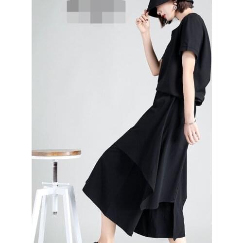 Culottes Womens summer dark department womens Capri trousers black loose design wide leg trousers thick autumn and winter