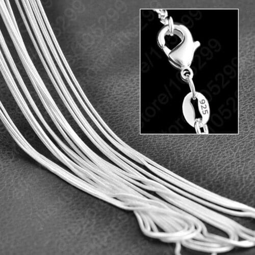 Wholesale Price 10pcs Real 925 Sterling Silver Thin Snake Necklace Fashion Chains Top Quality Multi-Size Available
