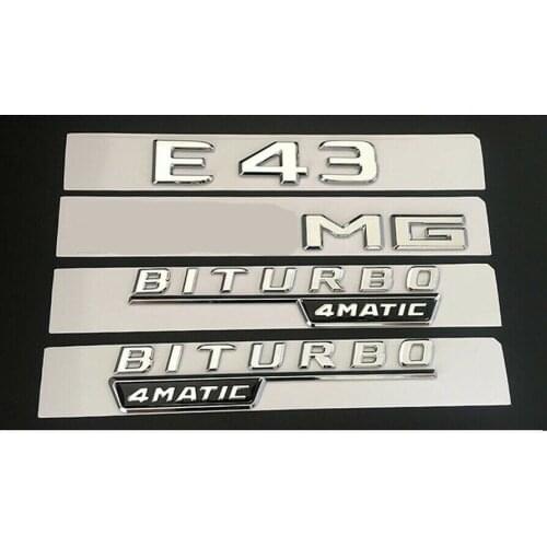 Chrome E43 for AMG BITURBO 4MATIC Trunk Fender Badges Emblems for Mercedes W213
