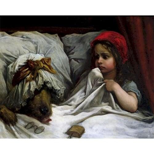 GATYZTORY Frame DIY Painting By Numbers Little Girl And Wolf Handpainted Figure Oil Painting Canvas Colouring Home Decor