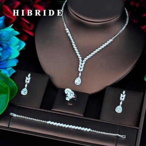HIBRIDE New Design Water Drop Pendant Big Jewelry Sets For Women Necklace Earring Jewelry Accessories Party Gifts N-741