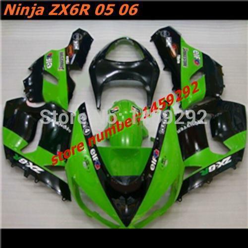 HW- Motor ABS Fairing Kits Parts KAWASAKI Ninja ZX6R 05 06 ABS Parts ZX6R 2005 2006 green-black Ning