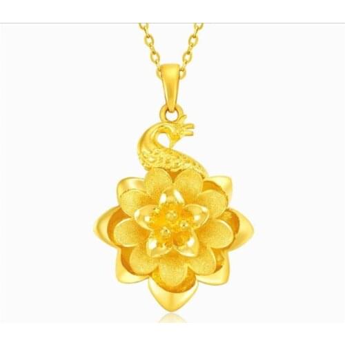 Exquisite Gold Craved Flower Peacock Pendant Necklace Jewelry For Women Accessories Silver Plated Chain Choker Necklace Lady