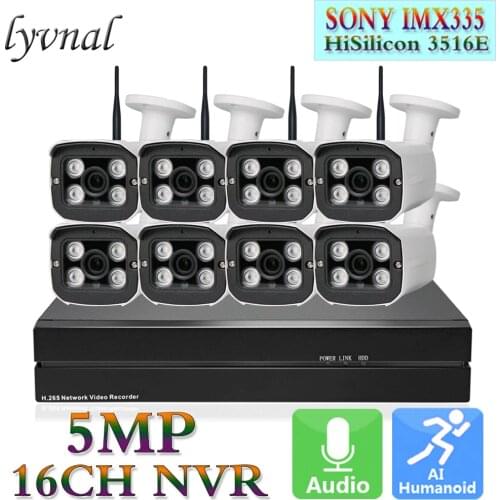 LYVNAL h.265 4ch 5mp ip camera wifi kit 4PCS wireless Security camera system with 8ch 5MP nvr kit 1tb 2tb hdd p2p onvif