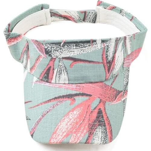 Womens summer tropical style trip beach printed flowers sun visor cap navy white beige khaki