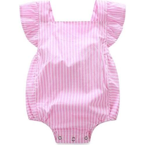 Pink Princess Baby Girl Clothes Striped Sleeveless Bodysuit Jumpsuit Outfits Sunsuit Size 0-18M