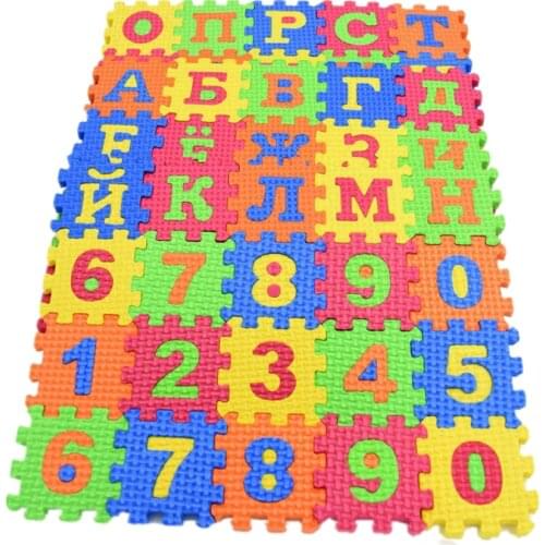 Baby Russian Alphabet Mat Foam Puzzle Toys 60pcs/ lot Numerals Soft Floor Kids Crawling Play Mat Childrens Carpet Learning Game