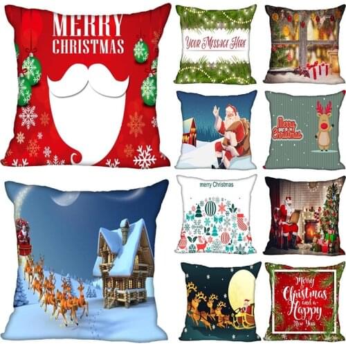 Nice Christmas Party Pillowcase Wedding Decorative Square Pillow Case Soft Fabric Customize Gift For Pillow Cover 35x35cm