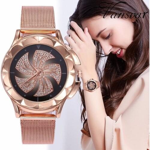 Fashion Women Rose Gold Colorful Dial Windmills Wrist Watch Luxury Casual Quartz Watch Relogio Feminino Drop Shipping
