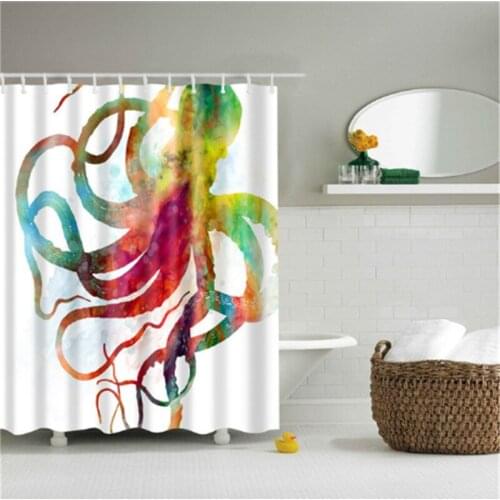 Marine Giant Octopus pattern Shower Curtains Waterproof Polyester Fabric Bathroom Curtains For Home Decor