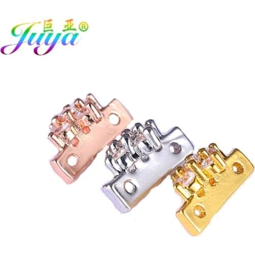 Juya DIY Cubic Zirconia Accessories Supplies 12pcs/lot DIY 2 Holes Decorative Metal Spacers For Women Beading Jewelry Making