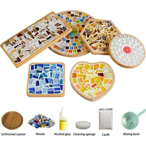 DIY Mosaic Coaster Handmade Material Kit Crystal Mosaic Creative Coaster Childrens Handmade Mosaic Parent-child Interaction