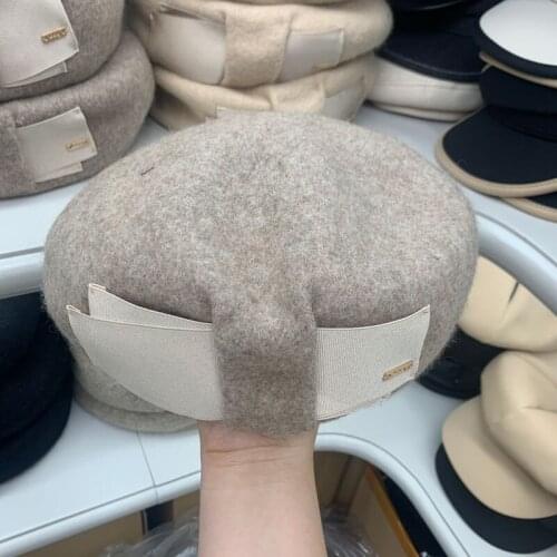 2021 New Classic Winter Hat Fashion Early Autumn Wool Bow Solid Color Caps Girl Versatile Retro Warm Pure Cap Gorros