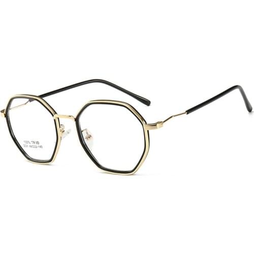 Polygon Optical Glasses Frames Women Stylish Metal Eyeglasses Clear Gold Myopia Prescription Glasses Frame Men Oculos De Grau