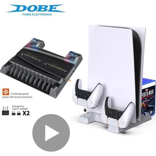 Charging Stand For Sony PS5 Playstation Play Station PS 5 Game Console Holder Cooling Fan Cooler Controller Accessories Control