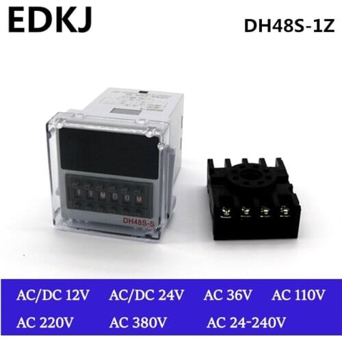 DH48S-1Z Time Relay Digital LED Programmable Timer Relay 0.01S-99H99M Socket Base AC/DC 12V 24V 36V 110V 220V 380V Timer Switch