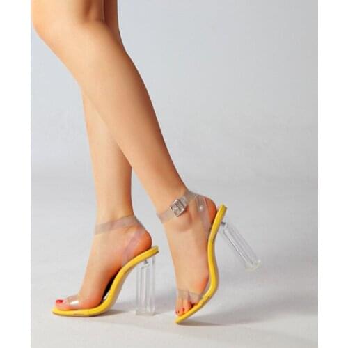 Clear Heels Sandals Women PVC Transparent Heels Summer Shoes Woman Suede Ankle Strappy Sandalias Mujer 2021 Women Sandals